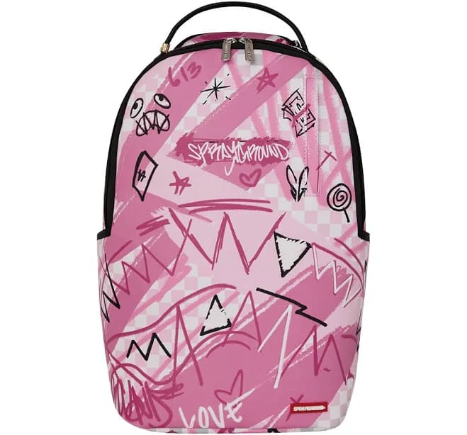 Sprayground Pink Smoke Check Broken Hearts Club Backpack
