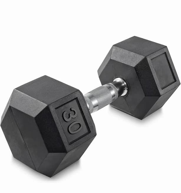30 Lb Rubber Coated Hex Dumbbell Hand Weight, 30 Pounds
