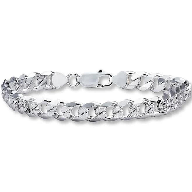 Sterling Silver Diamond-Cut Curb Chain Bracelet, 8"