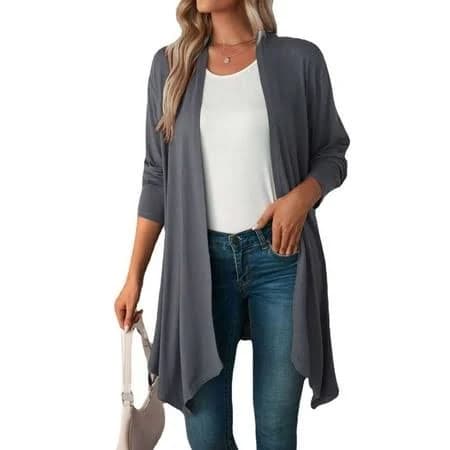 Deago Women's Draped Front Open Cardigan Casual Long Sleeve Lightweight Cardigan Sweaters Duster