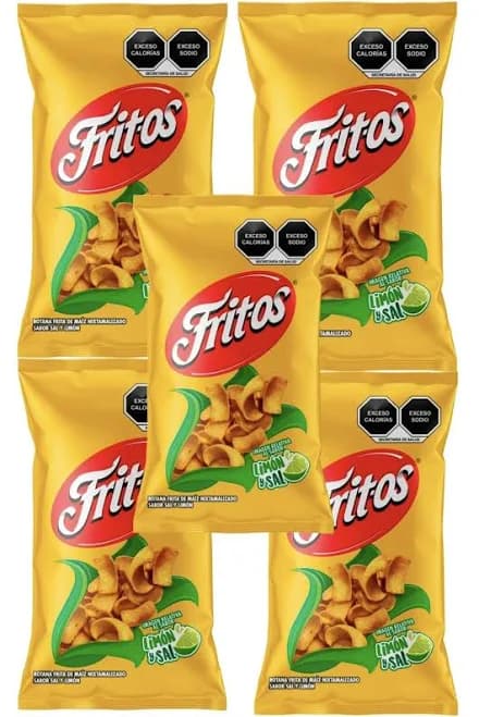 Sabritas Fritos Limon Y Sal 60g Box With 5 Bags Papas Snacks Mexican