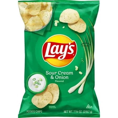 2 pack Lay's Sour Cream & Onion Flavor Potato Chips, 7.75 oz Bag, Size: 12