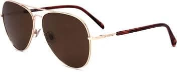 FOS310414 Light Gold Metal Aviator Sunglasses with Brown lenses