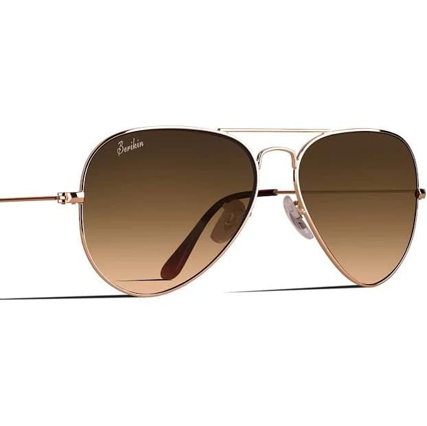 Berikin Classic Aviator Sunglasses with Gold Metal Lenses