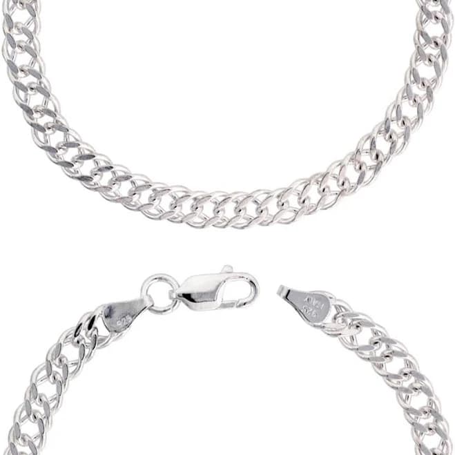 Sterling Silver Double Link Bracelet, 7 Inches