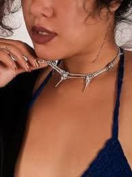 Sacina Gothic Skull Skeleton Choker Necklace, Zinc Alloy Skull Pendant, Goth Halloween Jewelry Gift for Women, Men | Amazon.com