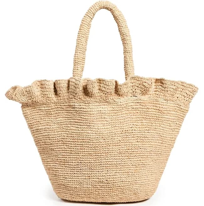 Loeffler Randall Cyrus Raffia Ruffled Woven Tote