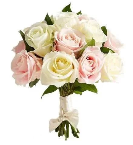Ivory and Pink Roses Wedding Bouquet