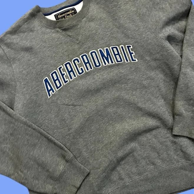 Abercrombie & Fitch Vintage Crewneck Sweatshirt In Gray - Men | Color: Gray/Blue/White | Size: L