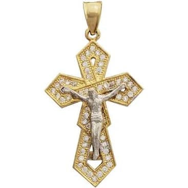 10K Iced Out Crucifix Pendant