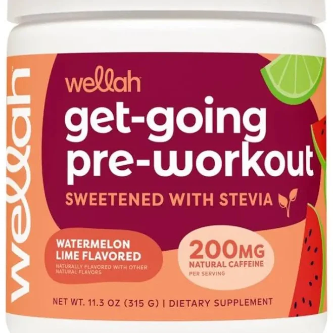 Wellah Get-Going Pre-Workout Drink Mix (Watermelon Lime Flavored, 30 Servings) - with Citrulline Malate and L-Theanine, 200mg of Natural Caffeine &
