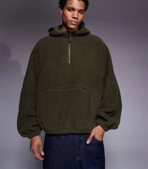 ASOS Design Extreme Oversized Quarter Zip Funnel Neck Fleece Hoodie