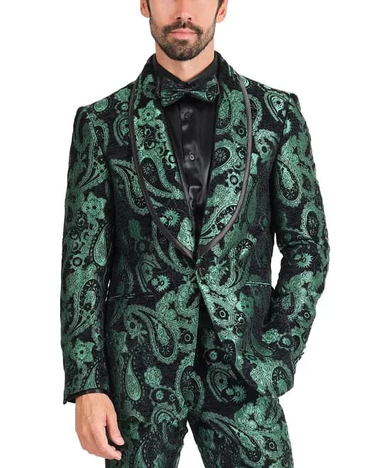 Barabas Men's Paisley Shawl Lapel Blazer