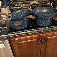 Amazon.com: DishDelight Induction Pots and Pans Set Non Stick, 12 Piece Nonstick Kitchen Cookware Sets, Nonstick Granite Cooking Set Induction Pots and Pans, Induction Cookware Sets with Frying Pans, Black: Home &