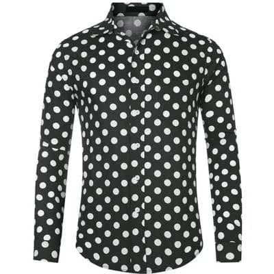Men's Button Down Long Sleeve Polka Dot Shirt