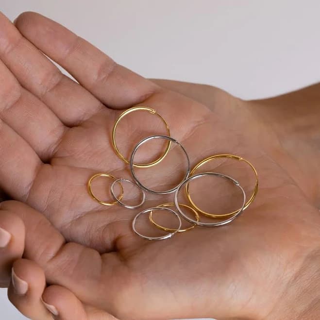 Caitlyn Minimalist Sterling Silver Everyday Endless Thin Hoop Earrings