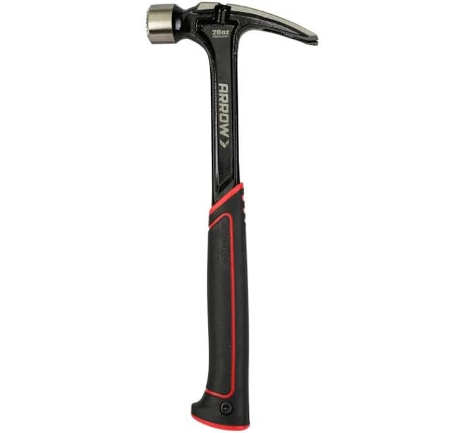 ARROW 16 oz Straight Claw Hammer, Rip Claw Hammer with Side Nail Puller, Milled Face & Shock Absorbing Grip, One-piece Forged Hammer