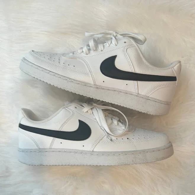 Nike Shoes | Nike White Sneakers With Black Swoosh | Color: Black/White | Size: 9 | Jaylie96's Closet