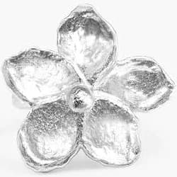 Textured Floral Ring in Silver, Size 5-9, EN Route Jewelry