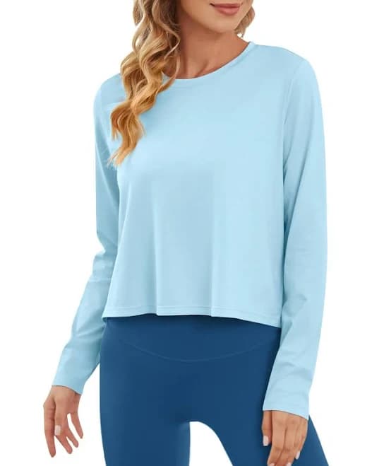 G4Free Lightweight Cropped Sun Long Sleeve Workout Tops