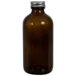 Amber Boston Round Glass Bottle 8 oz