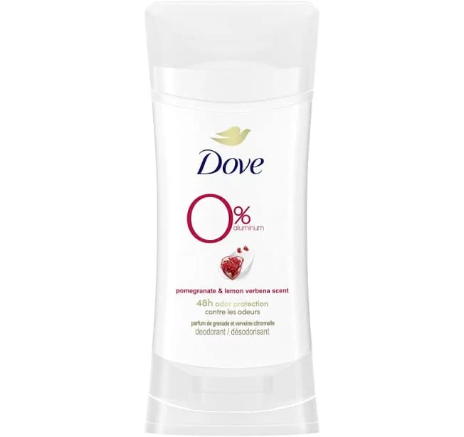 Dove 0% Aluminum Deodorant Stick Non-irritating Deodorant for Underarm Care Pomegranate and Lemon Verbena Kindest Aluminum free Deodorant 2.6 oz