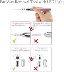 Amazon.com: Ear Pick，Ear Wax Removal Tool，LED Lights Ear Cleaning Kit，Updated Version、Non-Slip，Soft Safety Spoon Head，Replaceable and Easy to Clean，Safe Material : Health & Household