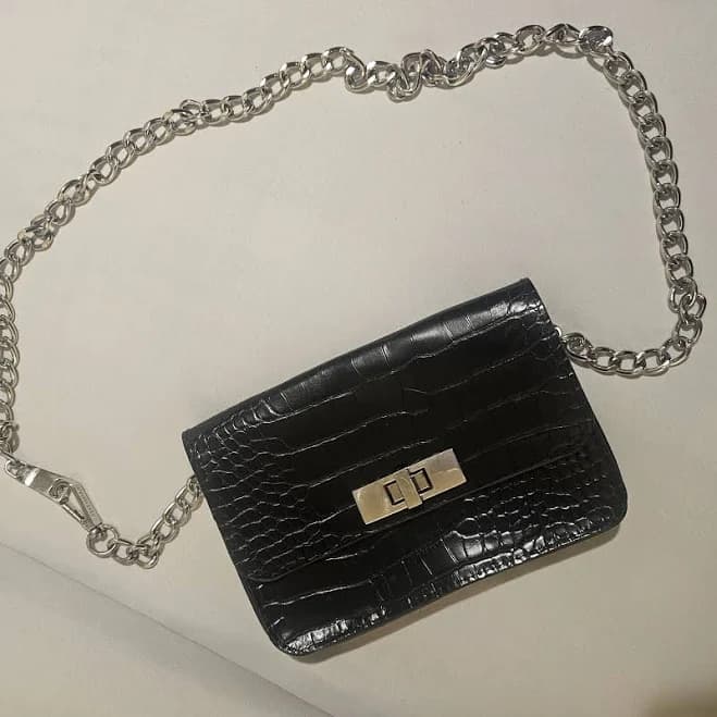 Steve Madden Women's Croc-Embossed Chain Belt Bag