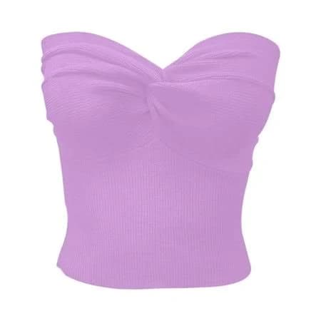 Women's Strapless Stretchable Knit Tube Bandeau Bra Crop Top