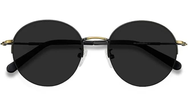 Sun Albee Round Metal Semi-Rimless Sunglasses