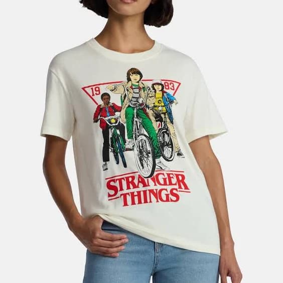 Stranger Things Graphic Tee with Short Sleeves