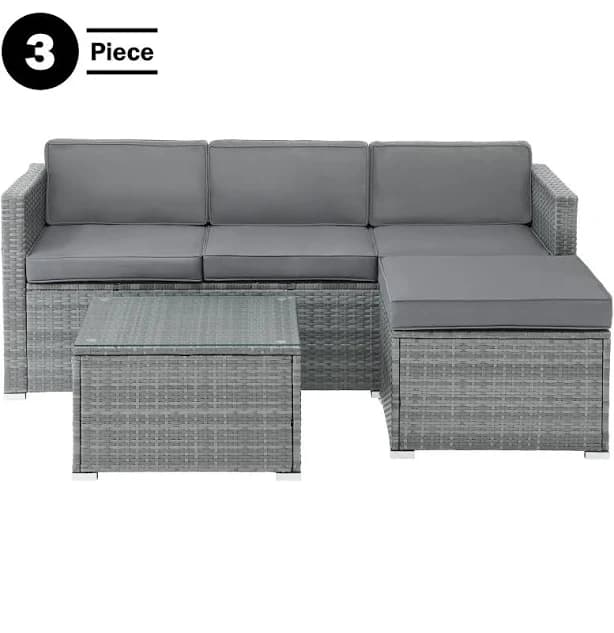 Lavish Home 3-Piece Rattan Patio Sofa