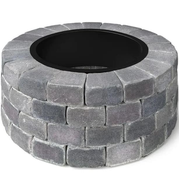 Necessories Grand 4- Course 48 in. W x 16 in. H Round Concrete Wood Fire Pit Kit