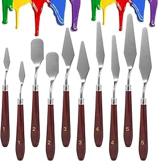 10PCS Palette Knife, Stainless Steel Painting Knife Set, Flexible Spatula Pallet Knife, Metal Artist Knives, Oil Painting Accessories Color Mixing Scraper for Oil, Canvas, Acrylic Painting By CUALORK