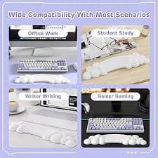 Cloud Keyboard Wrist Rest Hand Palm Support with PU Leather Soft Memory Foam Anti-Slip Silicone Creative Cloudy Rainbow Ergonomic Shape for PC Office Computer Laptop Typing Gaming Pain Relif(White) : Buy Online