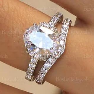 Dainty Oval Lab Created Bridal Ring Set