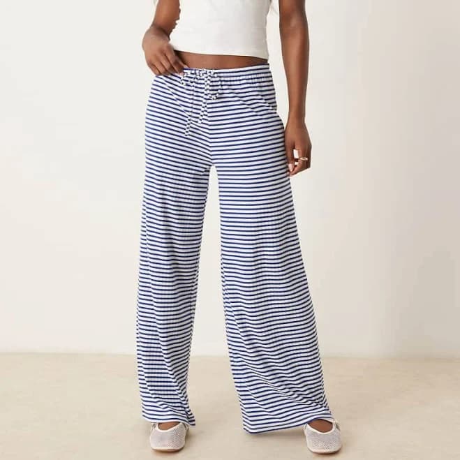 Gina Tricot Supersoft Jersey Wide Leg Pants with Drawstring Waist