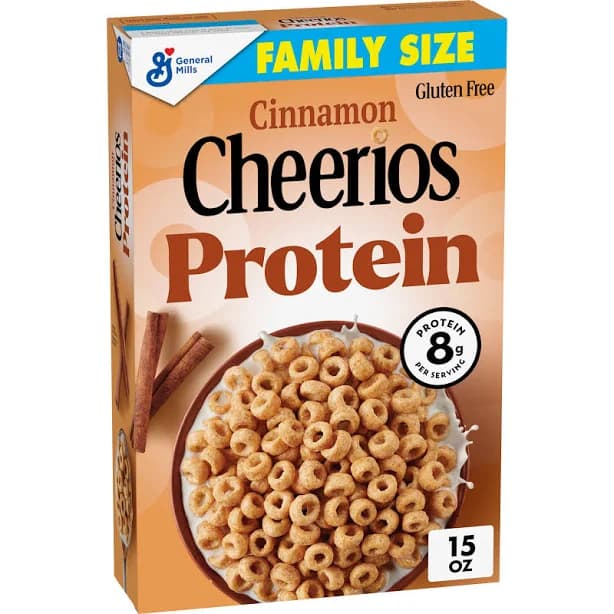 Cheerios Protein Cereal, Cinnamon, 8g Protein, Family Size, 15 oz, Size: 15.000 oz