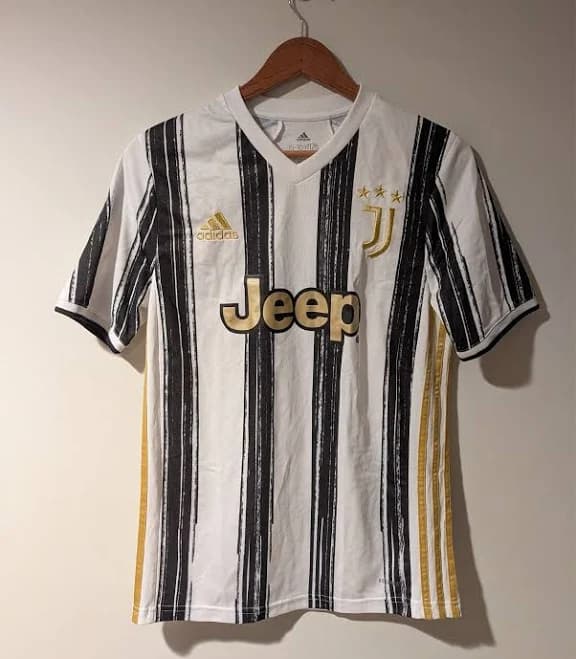 Adidas Juventus Juve Soccer Jersey White Black Gold Striped Jeep Men’s