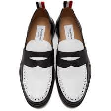 Thom Browne Black and White Penny Loafers Thom Browne