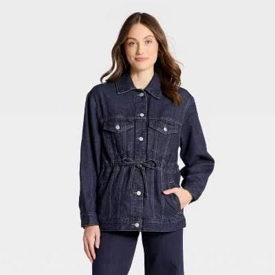 Universal Thread Women's Cinched Waist Trucker Denim Jacket