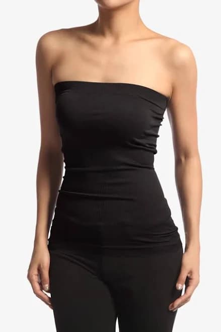 Strapless Seamless Lightweight Stretch Ribbed Waist Tube Top
