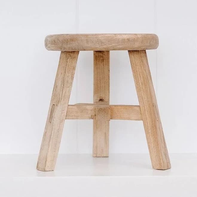 Petite Vintage Elmwood Stool