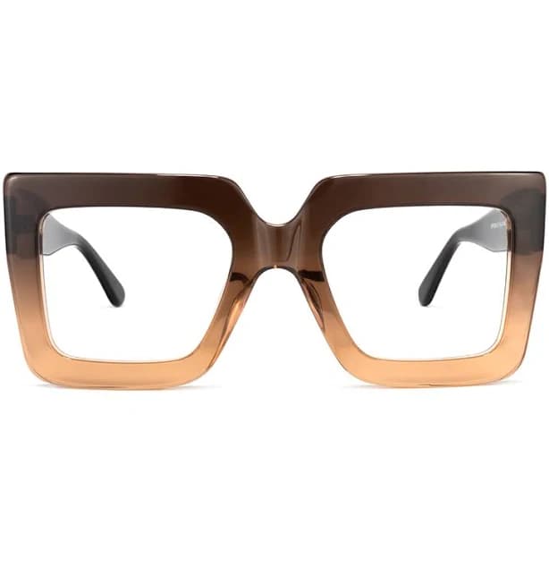 Women's Stylish Thick Oversized Square Tawny Eyeglasses