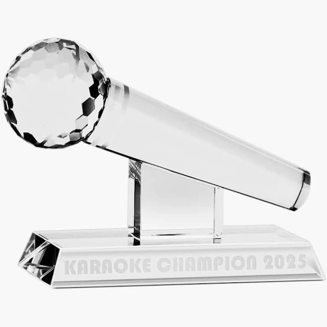 Engraved Crystal Microphone Award