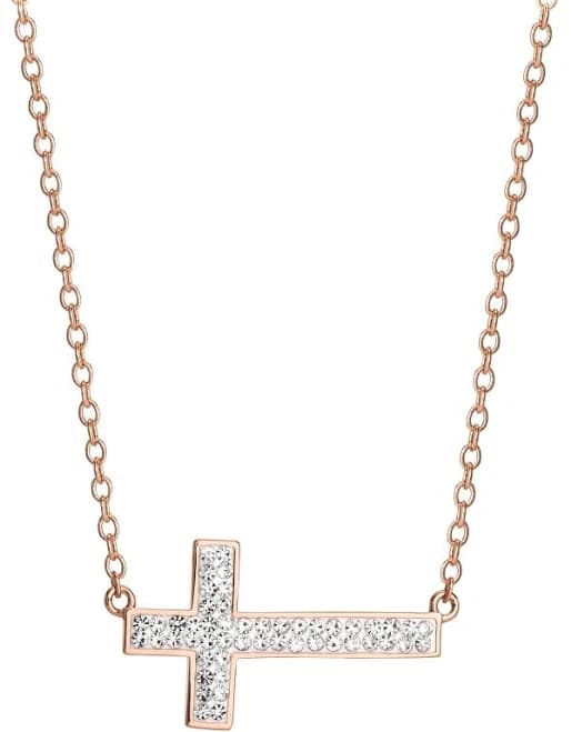 Brilliance Fine Jewelry 14kt Gold Plated Crystal Cross Pendant Necklace in Sterling Silver