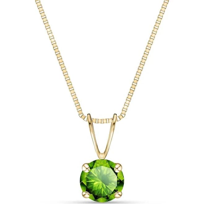 qp jewellers 14k Gold Green Diamond Pendant Necklace Round Cut 0.5 ct
