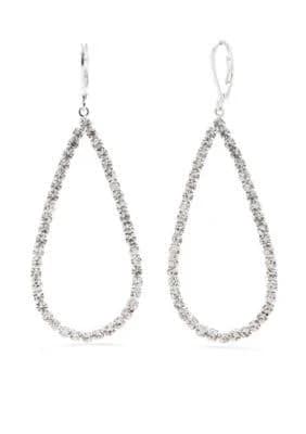 Kim Rogers Silver-Tone Crystal Teardrop Drop Earrings
