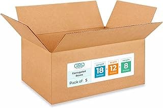 Medium Moving & Shipping Boxes 18 x 12 x 8 inches (5-Pack) - Extra Strength 200 lb vs Regular - USA-Made Corrugated Durable Cardboard Moving Boxes - Packaging & Moving Box Heavy Duty by IDL Packaging