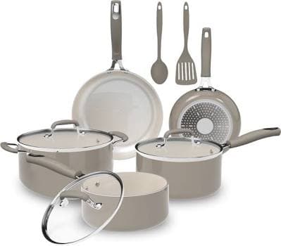 Mainstays 10 Piece Heavy Gauge Ceramic Cookware Set